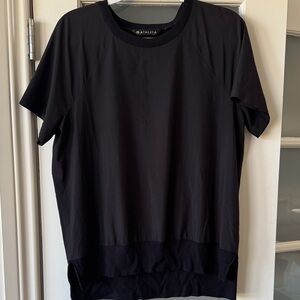 Athleta Women's Black Top with RibbedNeckline and Waist Band. Size Medium